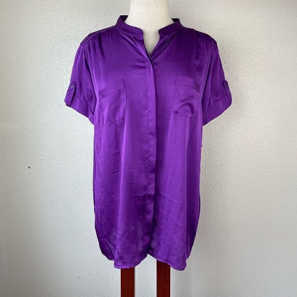 NWT Dana Buchman Purple Button Down Shirt Size XL - Picture 1 of 8